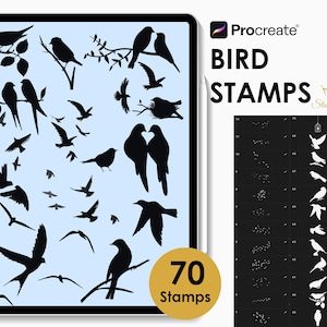 Bird Procreate Stamps, Bird Silhouette Bundle Set, Bird Brushes, Flock of Birds, Animal Stamps, Nature Stamps