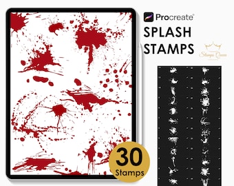 Splash Procreate Stamps, Blood Spatter for Halloween, Splash Splatter Stamps, Paint Splatters Stamps, Halloween Elements Stamps