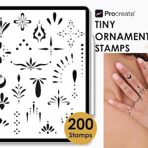 Tiny Ornamental, Tattoo Procreate Stamps, Minimalist Tattoo Designs, Decorative Tattoo Stencils, Small Tattoo Brushes, Procreate Bundle