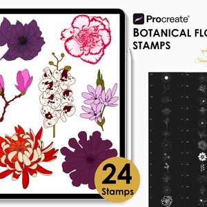 Botanische Blumen zeugen Stempel, Blumenbürsten, Natur Stempel