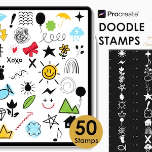 Doodle Procreate Stamp, Hand drawing Doodle Brush, Procreate Shape, Abstract Stamps