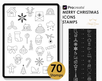 Christmas Doodle Procreate Stamps: 70 Winter Icon Stamps (Digital Download)