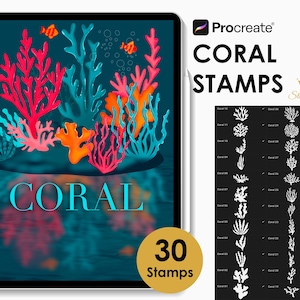 Coral Procreate Stamps: Ocean Seaweed Brush Set (Digital nedladdning)