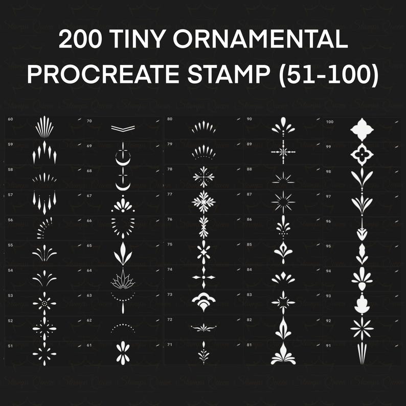 Tiny Ornamental Tattoo Procreate Stamps: Minimalist Design Bundle (200 ...