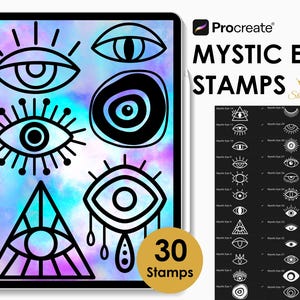 Procreate Mystic Eye Stamps, 30 Eye Symbol Line Art, Procreate Stamp Brushes, Minimal Eye Tattoo Designs, Procreate Tattoo