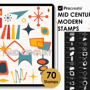 Mid Century Modern Procreate Stamps