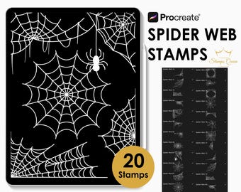 Tampons Procreate toile d'araignée : jeu de pinceaux Halloween (téléchargement numérique