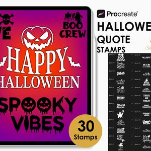 Halloween Quote Stamps, Halloween Procreate, Spooky Stamps, Procreate Bundle, Procreate Halloween Words