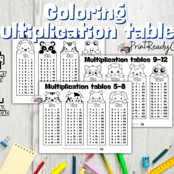 Coloring Multiplication Times tables worksheet