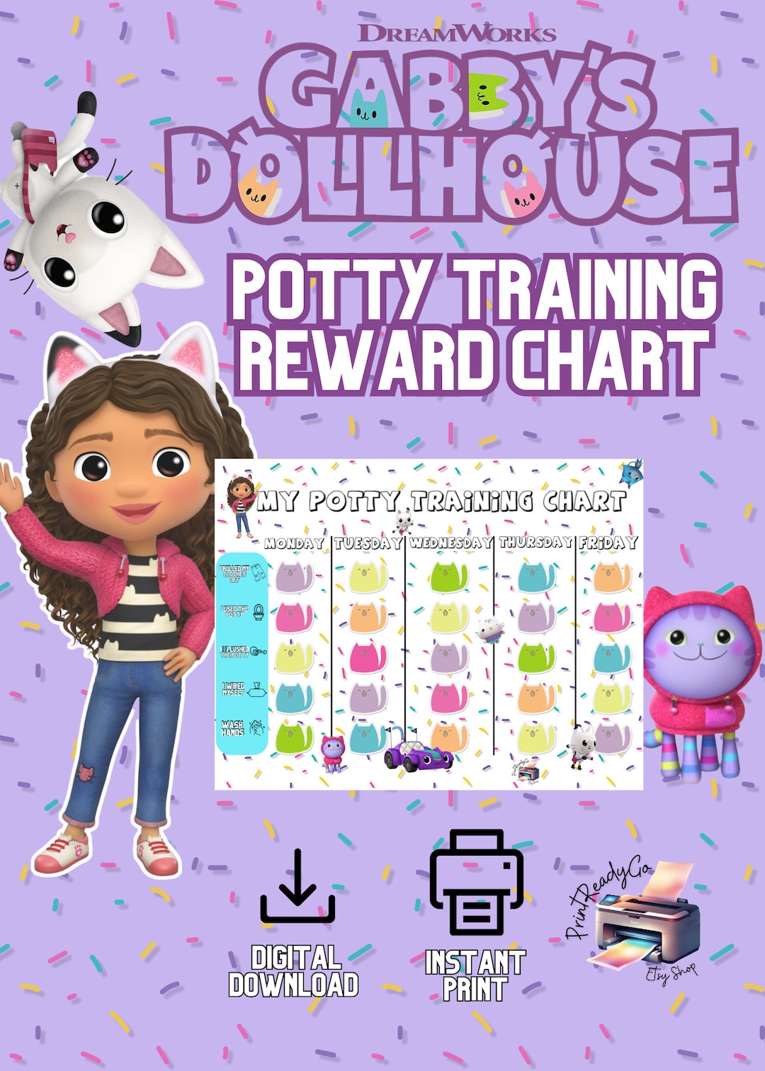 Gabby's Dollhouse Potty Training Reward Chart Etsy