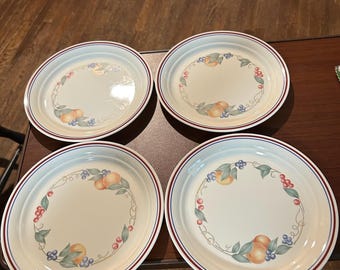 Vintage Corelle Abundance set van 4 lunchborden 8 1/2 inch gekruist vervaardigd in de Verenigde Staten 1990-2012