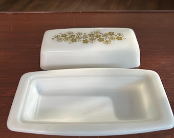 Vintage pyrex crazy madeliefje/lentebloesem botervlootje, uitstekende staat, 7 x 3 inch