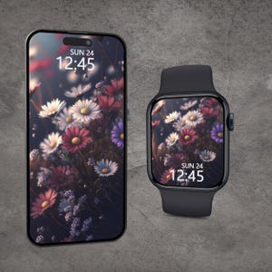 Apple Watch-urtavla och telefonskärmsläckare, bakgrundsset, digital nedladdning