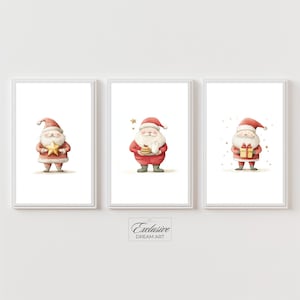 Jolly Santa Claus Christmas Nursery Wall Art, Festive Holiday Kids Room Decor, Santa Printable Art, Winter Art Prints for Festive Homes