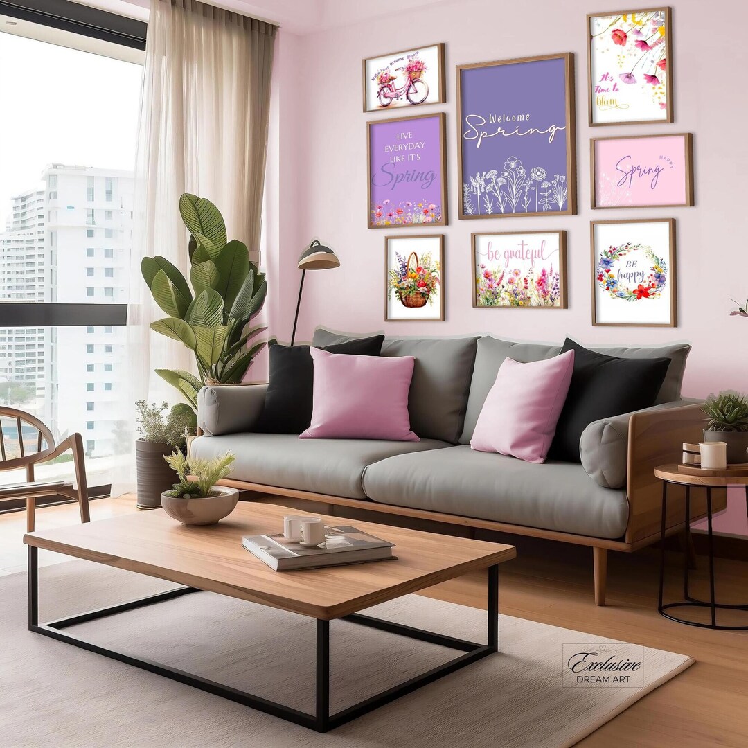 Purple Pink Wildflowers Wall Art,spring Art Mega Bundle, Spring Home ...