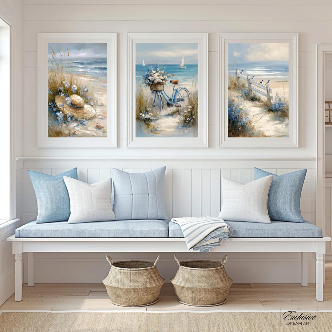 Beach Coastal Wall Art Set Printable Nautical Decor Set of 3 - Etsy