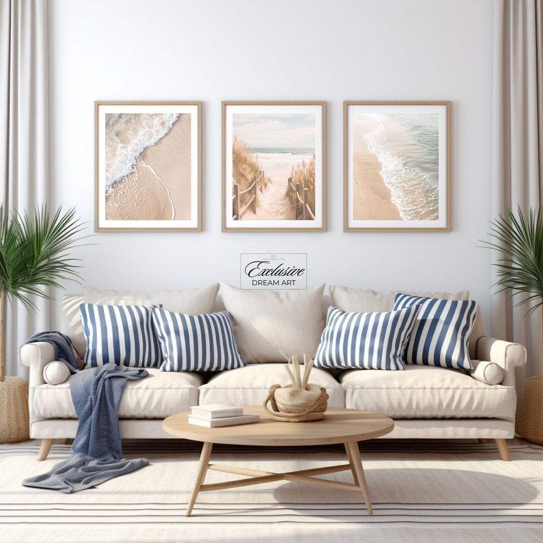 Sea Dunes Coastal, Boho Coastal Wall Art Neutral Beach Print Set of 3 ...
