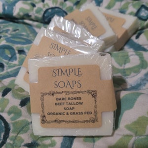 Bare Bones Beef Tallow Soap, smaller bar/ miscuts