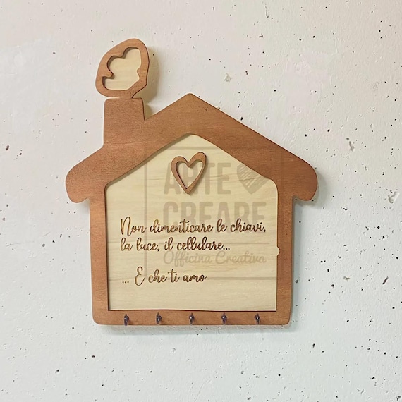 VOSAREA Portachiavi Da Parete In Legno Stile Rustico Con Ganci - 20x30 Cm - Organizzatore Per Ingresso, Ufficio E Casa