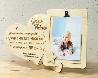 Godmother godfather photo frame with personalized dedication