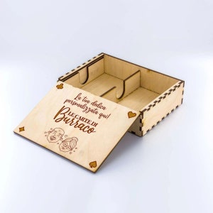 Scatola di legno per carte da gioco Burraco / Scala 40 / Briscola con dedica personalizzata