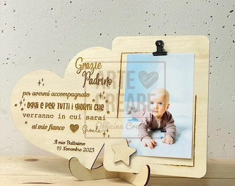 Cornice portafoto madrina padrino con dedica personalizzata