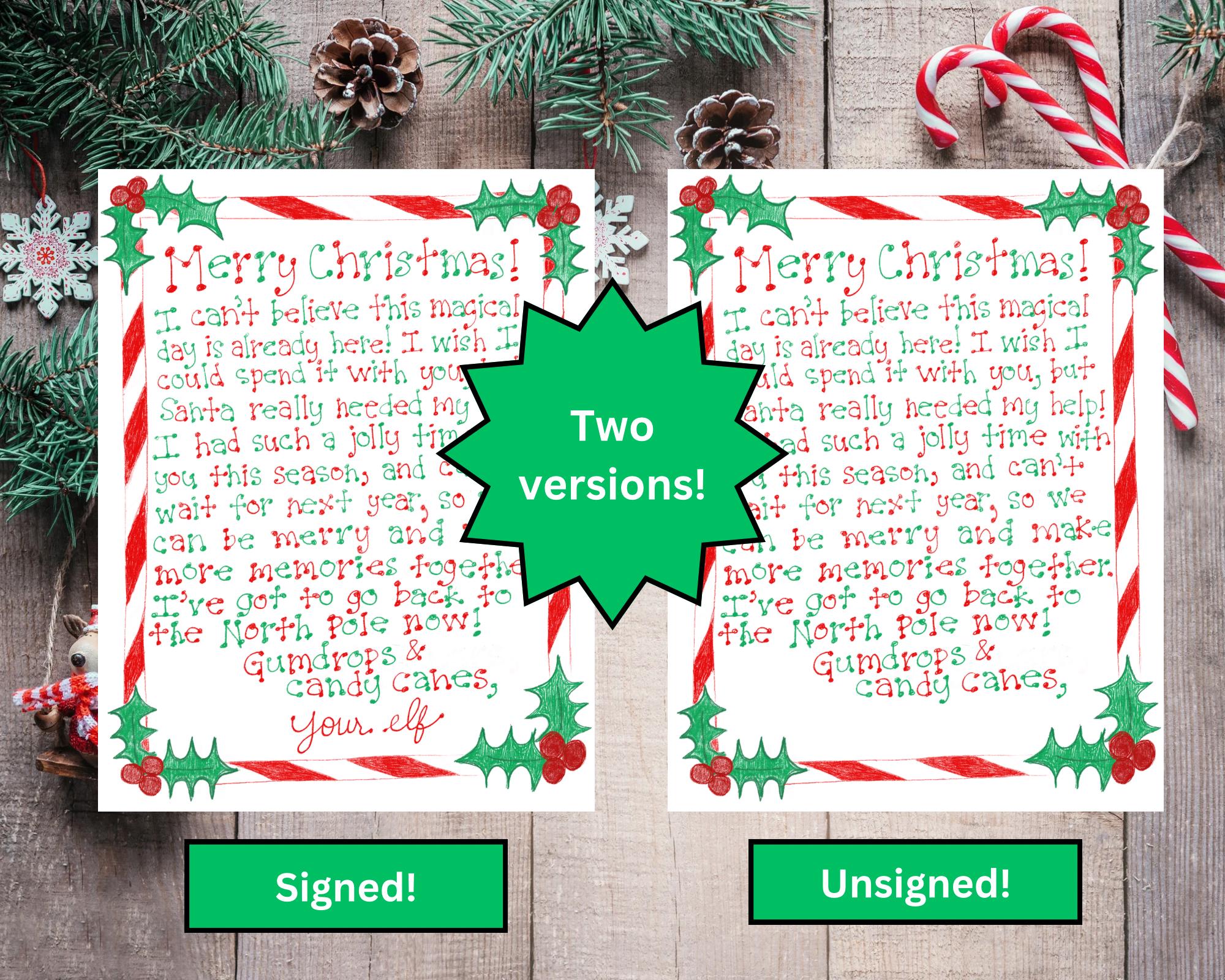 Goodbye Note Handwriten Handwritten Elf Letter - Goodbye - Etsy