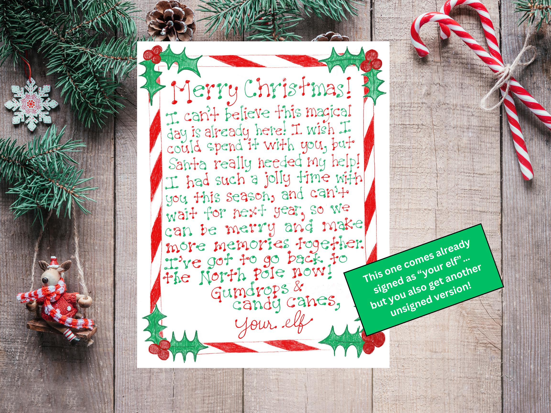 Goodbye Letters Handwritten Handwritten Elf Letter - Goodbye - Etsy