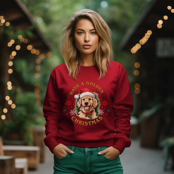 Golden Retriever Christmas Sweater Dog Mom Crewneck Pet Lover Holiday Gifts Festive Dog Dad Sweatshirt Cute Christmas Dog Apparel Etsy