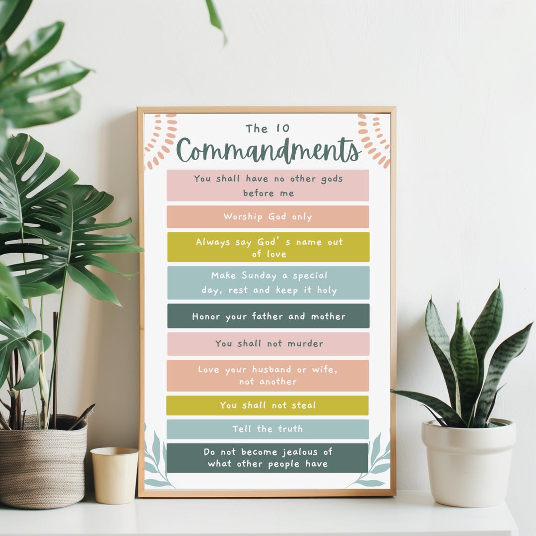 The 10 Commandments Print: Pastel Christian Home Decor (digital ...