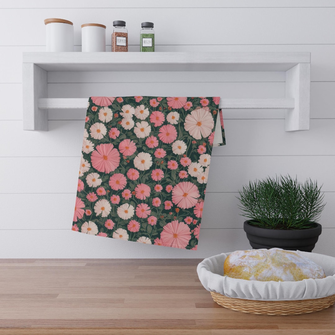 Floral Patterned Tea Towels, Boho Kitchen Decor, Gift for New Home, Fun ...