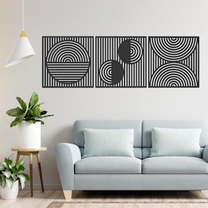 Wood Wall Art, Mid Century Modern, Room Decor, Wood Wall Decor, Set Of 3 Wall Decoration, Large Wall Art (RKD1)