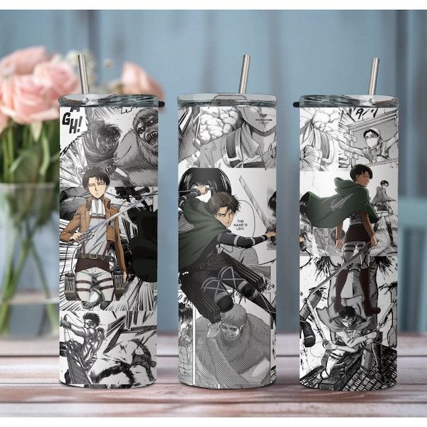 Titan Anime Charakter Metallbecher 20 Unzen Otaku ~ Anime inspiriertes Geschenk ~ Levi Manga Panel Attack Anime