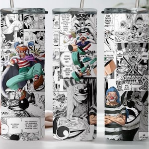 Clown Pirate anime character metal tumbler 20oz otaku ~ anime inspired gift ~ ace fire manga panel one p anime buggy