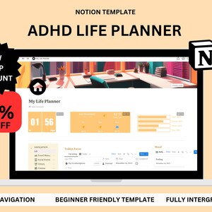 Notion ADHD Planner Template Notion Dashboard ADHD Notion Templates Focus Planner Life Organizer Selfcare Planner ADHD Life Planner Personal