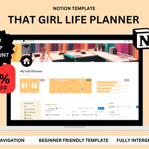 That Girl Notion Life Planner Vorlage All In One Digital Planner Notion Dashboard Ästhetische Notion Vorlage Notion Planner Personal Planner