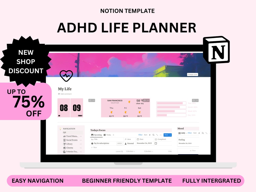 Notion ADHD Planner Template Notion Dashboard ADHD Notion Templates ...
