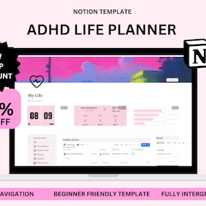 Notion ADHD Planner Template Notion Dashboard ADHD Notion Templates Focus Planner Life Organizer Selfcare Planner ADHD Life Planner Personal