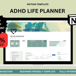 Notion ADHD Planner Template Notion Dashboard ADHD Notion Templates Focus Planner Life Organizer Selfcare Planner ADHD Life Planner Personal