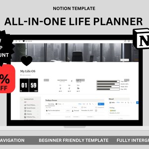 All In One Notion Life Planner Template Notion Personal Life Planner Aesthetic Notion All In One Digital Planner Dark Aesthetic Life Planner