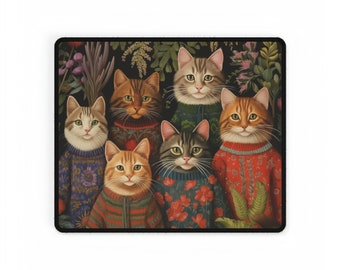 Cat Lover Gift Mouse Pad Desk Mat Cats in Sweaters Office Decor Mat Cute Cats Mousepad Desktop Computer Pad Gift for Friend Gift for Sister