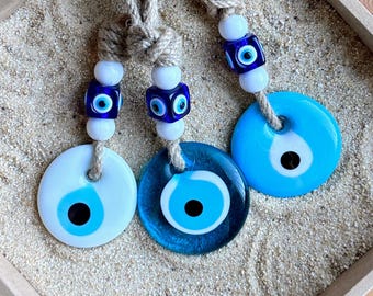 Handmade Evil Eye Charm: Glass Protection Amulet, Good Luck Gift