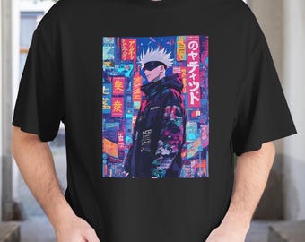 Gojo Satoru TShirt, Jujutsu Kaisen Anime Shirt, Unisex Graphic Tee, Neon Streetwear Otakuverse, Neon Tokyo-Inspired Tshirt, jjk unisex shirt