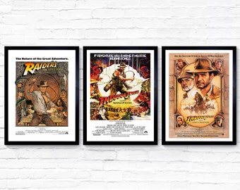 Indiana Jones Trilogy - Part 1, Part 2 and Part 3 - 1981, 1984, 1989 - Movie Poster - Film Poster - Cinema Poster - A1/A2/A3/A4/A5