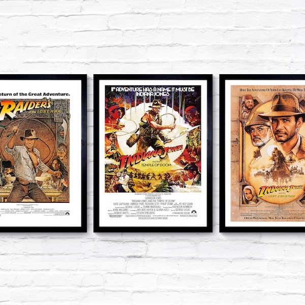 Indiana Jones Trilogy - Part 1, Part 2 and Part 3 - 1981, 1984, 1989 - Movie Poster - Film Poster - Cinema Poster - A1/A2/A3/A4/A5