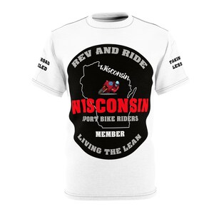 Unisex Cut & Sew Tee WISCONSIN SPORT Bike Rider Road Less Traveled