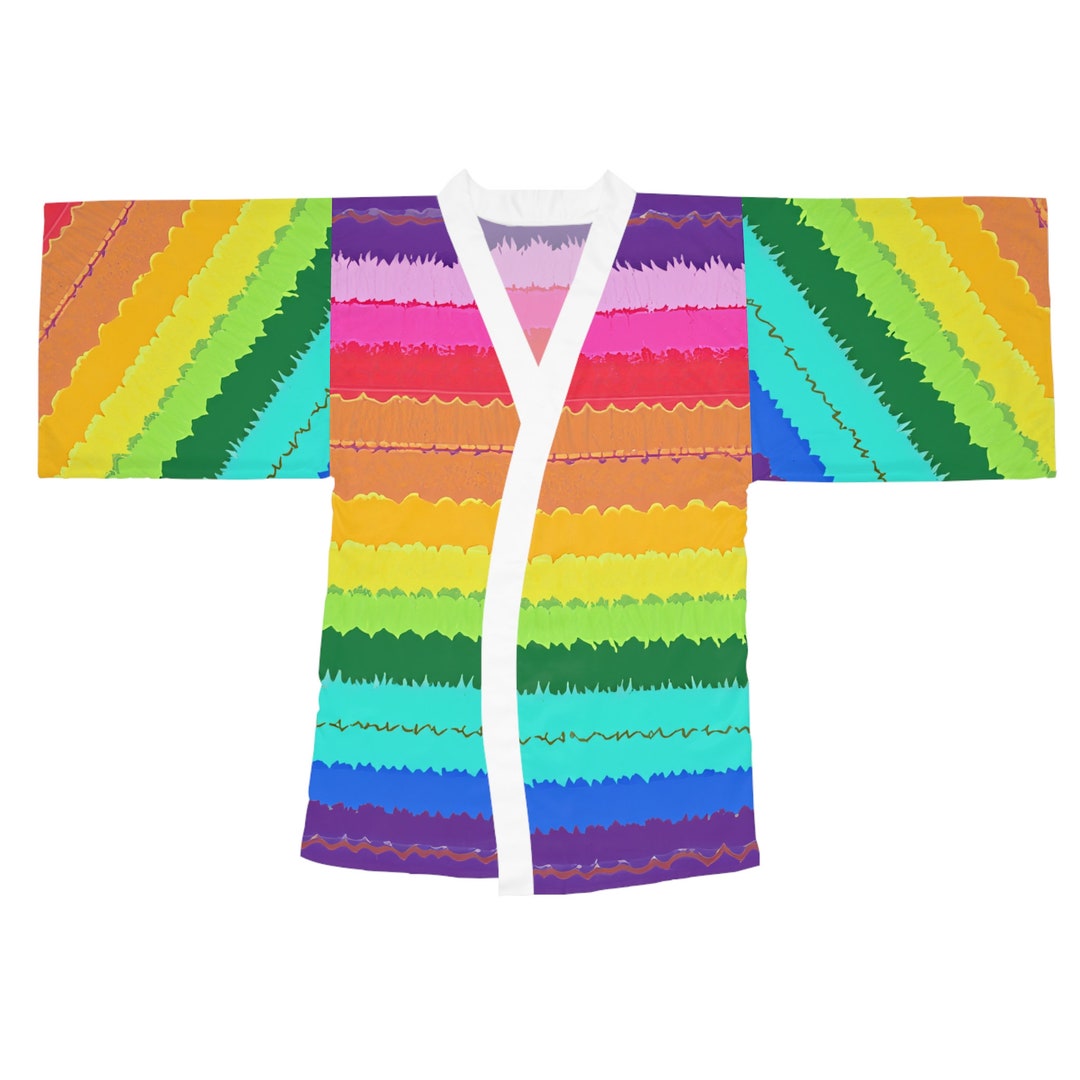 Rainbow Rbe Rainbow Pattern Long Sleeve Kimono Robe - Etsy