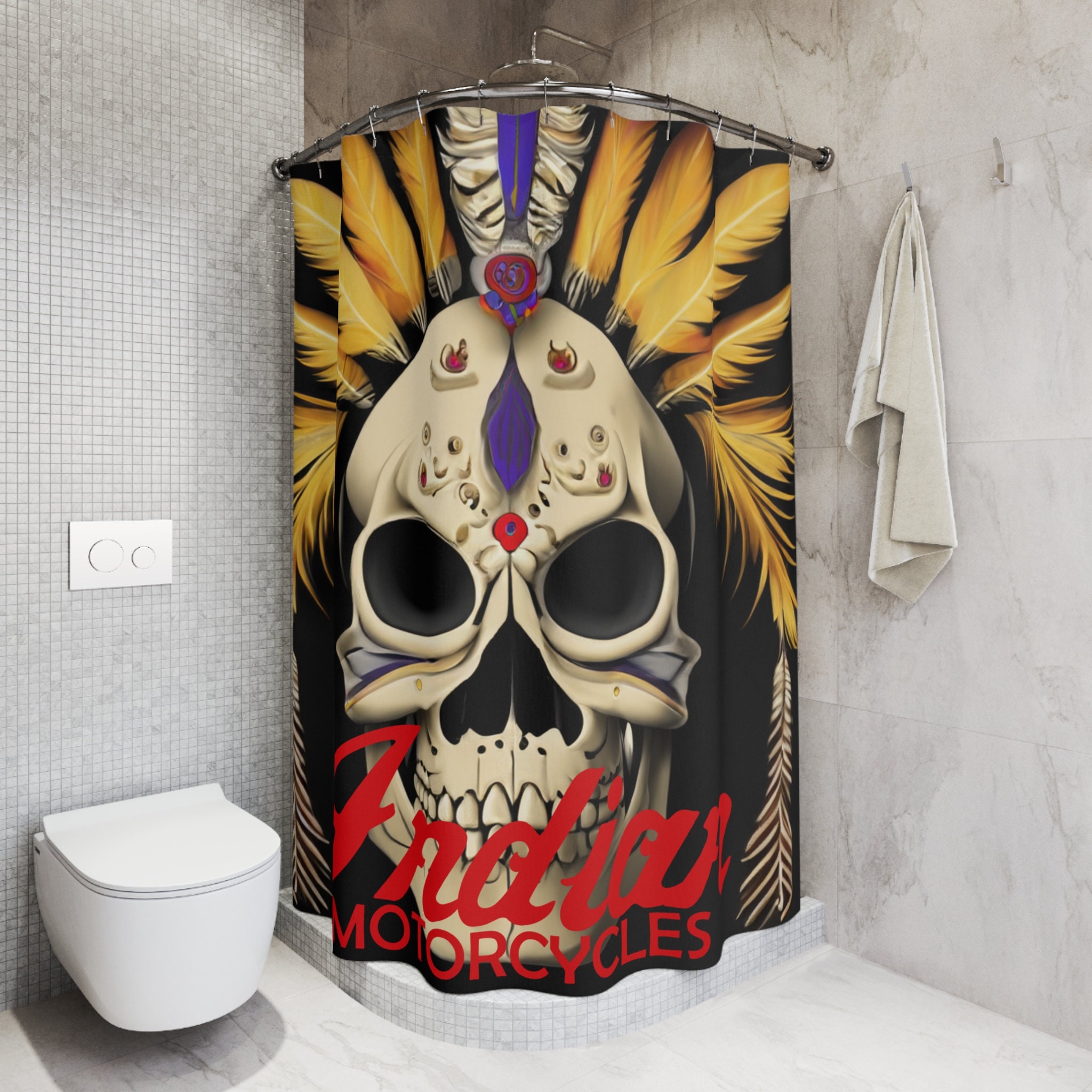 美品Harley-Davidson スカル シャワーカーテン Harley Davidson Shower Curtain - Etsy