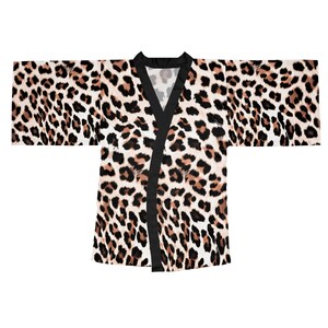 Leopard Print Long Sleeve Kimono Robe