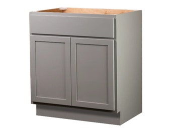 Magnetic Grey Blue Bathroom Vanity Cabinets - RTA Needlepoint Magnetic Grey Painted Sink Base Vanities - DIY Cabinetry - Amish Made in USA